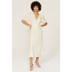 RIXO Cream Midi Dress